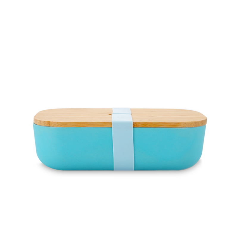 Eco friendly custom fiber wooden lid plastic lunch box lunch box