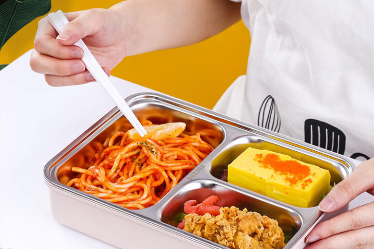3-Compartment Kids Stainless Steel Lunch Boxes Bento Food Containers (6) Kids stainless steel bento lunch box