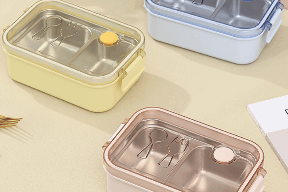 304 Stainless Steel Lunch Boxes with Multi Compartments and Soup Bowl (1) stainless steel lunch box with soup bowl