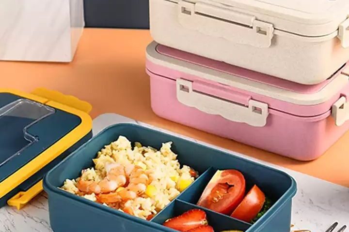 Adults’ Wheat Straw Plastic Lunch Boxes with Cutlery Microwavable Bento (7) microwavable plastic lunch box with cutlery