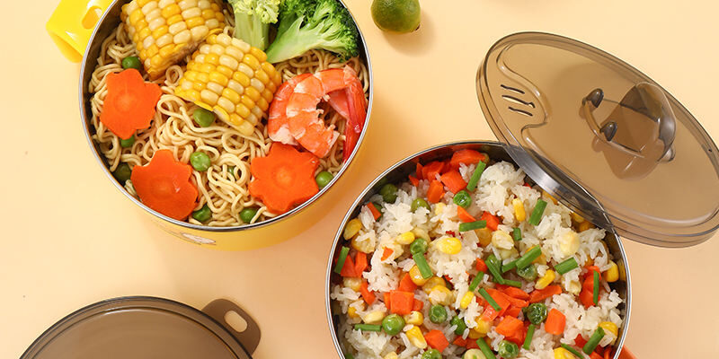 BSCI Factory 1200ml Kids Stainless Steel Lunch Boxes with Noodle Bowl Lid (1) 1200ml stainless steel lunch box with lid