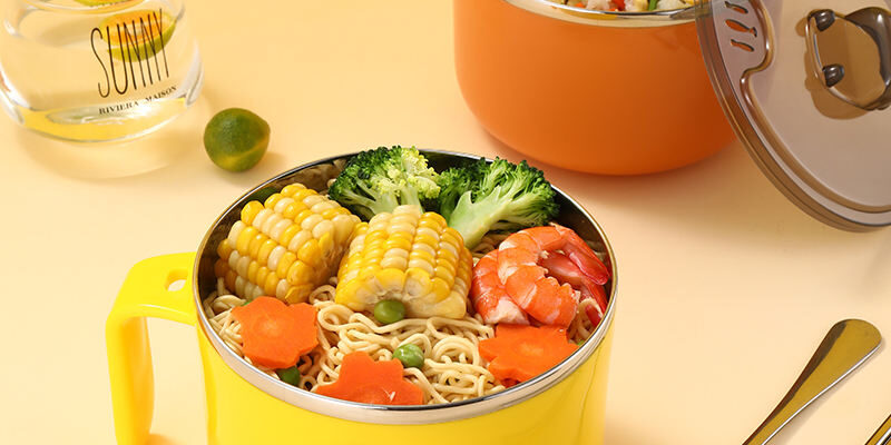 BSCI Factory 1200ml Kids Stainless Steel Lunch Boxes with Noodle Bowl Lid (7) 1200ml stainless steel lunch box with lid