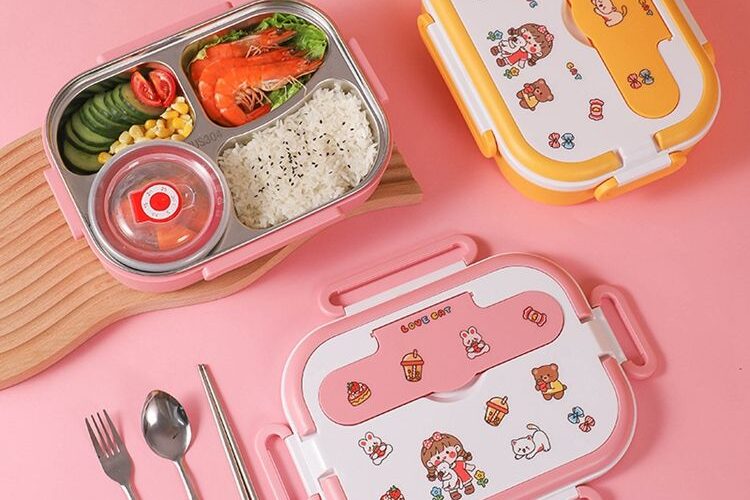 Cartoon Style BPA Free Kids’ Bento Lunch Boxes with 4 Compartments & 304 Steel (6) stainless steel kids’ bento lunch box