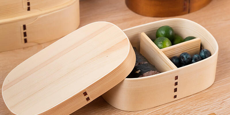 bamboo wooden divided lunch box