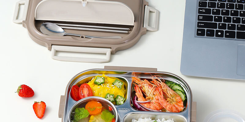 Custom Wholesale 1500ml Stainless Steel Lunch Boxes with 4 Compartments (5) 1500ml stainless steel lunch box