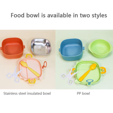 Customized BPA Free Plastic Bento Lunch Boxes with Baby Food Bowl and Spoon