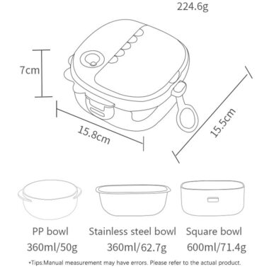 Customized BPA Free Plastic Bento Lunch Boxes with Baby Food Bowl and Spoon