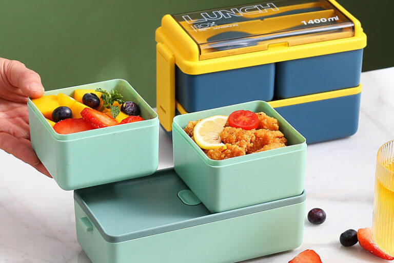 Double-Layer Biodegradable Plastic Lunch Boxes with Rice Husk Eco Design (5) double-layer plastic lunch boxes