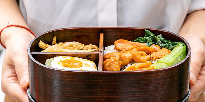 double layer wooden lunch box set