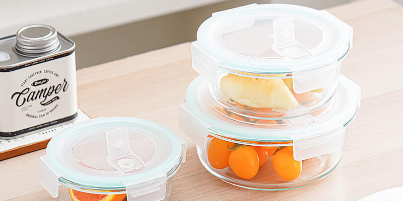 Partitioned borosilicate glass lunch box