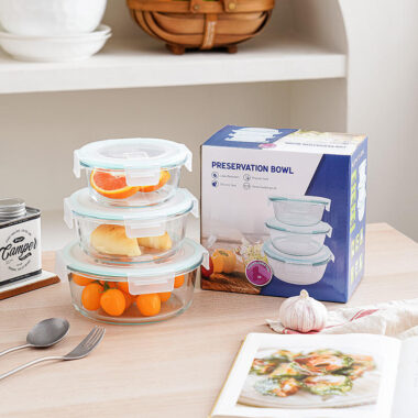 Partitioned borosilicate glass lunch box