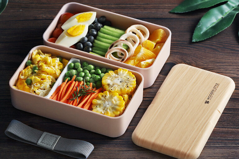 Ins Style Wooden Double Layer Lunch Box Factory Bento Food Container (2) Wooden double layer lunch box