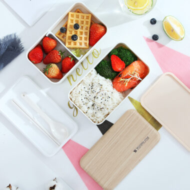 Wooden double layer lunch box