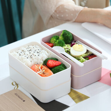 Wooden double layer lunch box