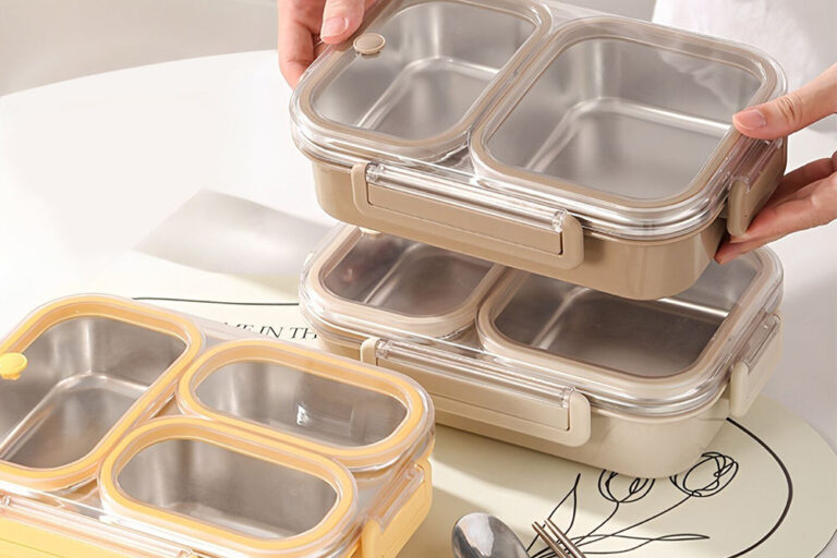 Newest Design Stainless Steel Lunch Boxes with Leak-Proof Bento Style (5) stainless steel deluxe bento lunch box