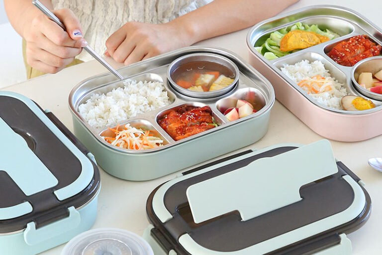 Portable Insulated 304 Stainless Steel Plastic Lunch Boxes with Handle 1400ML (6) plastic lunch box with handle