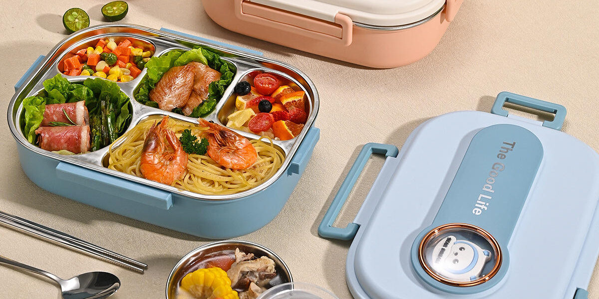 stainless steel 6-compartment food tray