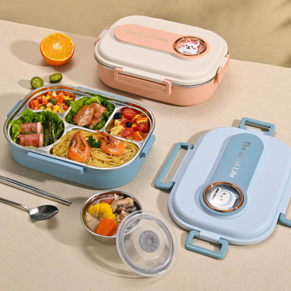 stainless steel 6-compartment food tray