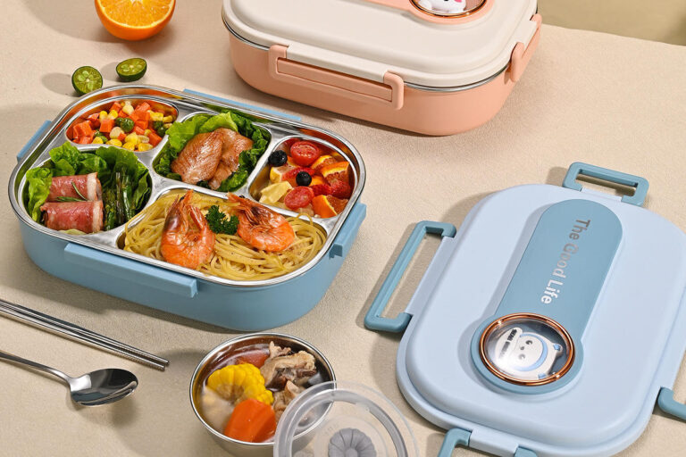 SUS 304 Stainless Steel Lunch Boxes 6-Compartment Food Tray Dinner Plate (2) stainless steel 6-compartment food tray