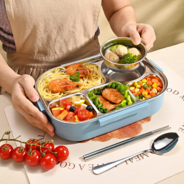 stainless steel 6-compartment food tray