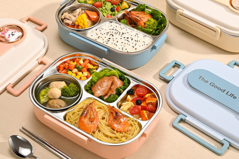 stainless steel 6-compartment food tray