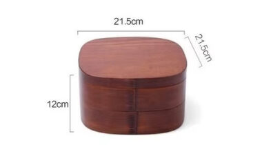 2 layer wooden square lunch box
