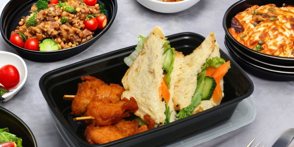 Disposable rectangular plastic lunch boxes