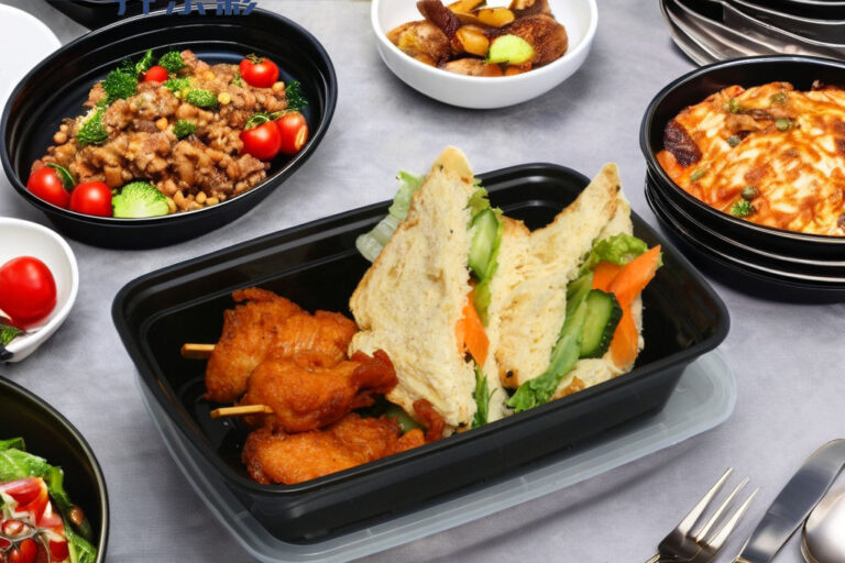 Disposable Rectangular Plastic Lunch Boxes with Lids for Takeaway (5) Disposable rectangular plastic lunch boxes