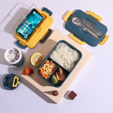 Microwaveable plastic bento lunch box set