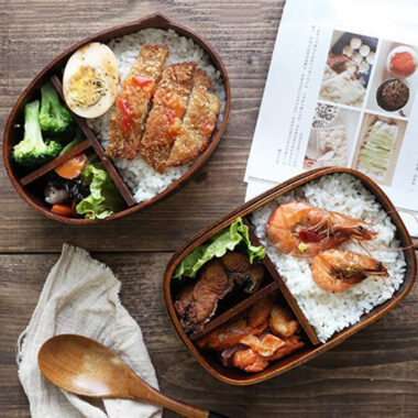 wooden divided bento lunch box