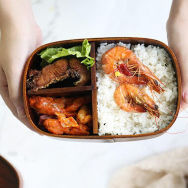 wooden divided bento lunch box