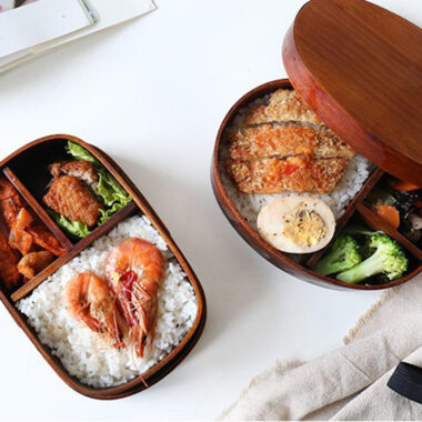 wooden divided bento lunch box