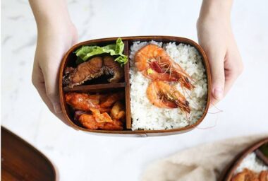 wooden divided bento lunch box