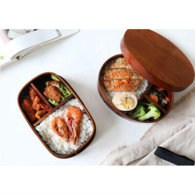 wooden divided bento lunch box