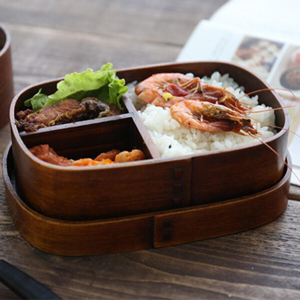 wooden divided bento lunch box