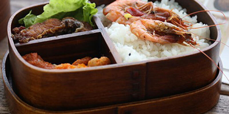 wooden divided bento lunch box