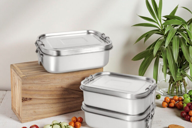 Microwavable Stainless Steel Bento Lunch Box with Double-Layer (2) stainless steel bento lunch box