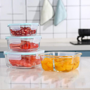 Reusable borosilicate glass food storage container