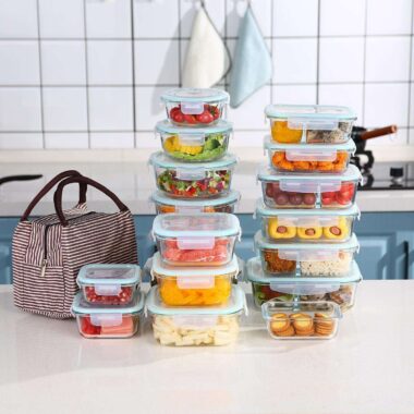 Reusable borosilicate glass food storage container