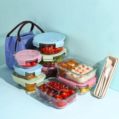 Reusable borosilicate glass food storage container