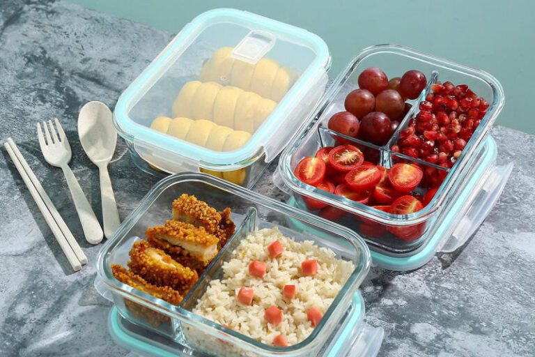 Reusable Borosilicate Glass Meal Prep Lunch Box Set (6) Reusable borosilicate glass food storage container