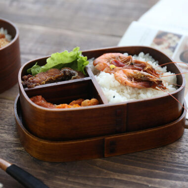 Solid wood square Japanese bento lunch box